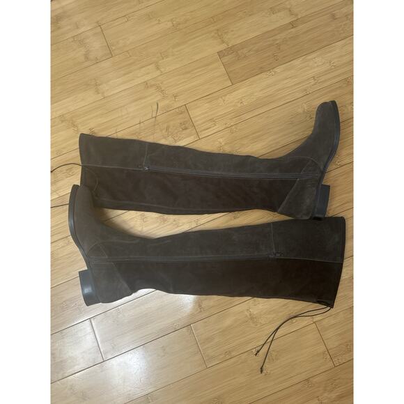 BUTTER Italy Suede Over-the-Knee Boots Tie Back Soft Luxury Minimalist Sz 7.5 - Picture 2 of 7